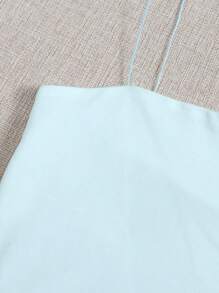 SHEIN Unity 女士短款纯色休闲百搭吊带背心 - 淺藍色 - 查看 4