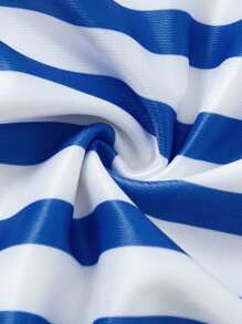 LOONEY TUNES X SHEIN Young Boy Cartoon Blue Striped Pattern Funny Cartoon Print Swimwear Set - Multicolor - View 4