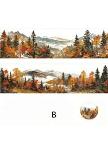 1Roll Tape, Natural Healing Series, Exquisite Natural Scenery Ink Continuous Mountains And Rivers Theme Tape Stickers, PET Waterproof Material, Scrapbook Supplies, Decorative Notebook Photo Frames, Mobile Phone Cases, Water Cups, Garbage Magazines, Stationery Boxes, DIY Personalized Collage Back To School