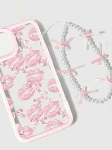 ROMWE Fairycore 1 Ốp lưng điện thoại họa tiết đôi môi hồng, tương thích với 11, 12, 13, 14, 15, Pro Max 16 - Nhiều màu - Xem 4