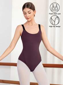Dansine Body de malla sin mangas para mujer, mono de baile de ballet para adultos con cinturilla, espalda cruzada de encaje y forro completo en la parte delantera, atuendo de baile de ballet, primavera/verano