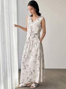 FRIFUL 2pcs Women Floral Print Vest & Skirt Set Lounge Sets For Women - Multicolor - View 10