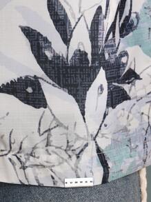 SUMWON 热带度假纽扣衬衫夏威夷海滩度假棕榈印花长袖休闲夏季春季节日派对轻便舒适版型