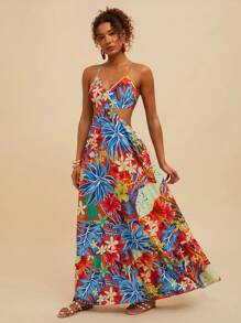 Travachic فستان نسائي ذو فتحة الظهر المتقاطعة واليقة على شكل v ومزين بطبعة استوائية، مناسب للشاطئ والعطلات والربيع والصيف، ملابس شاطئ، عيد الفصح، ملابس شاطئ للمرأة، استراحة ربيعية، ملابس عطلات نسائية، ملابس حفلات موسيقى، ملابس للرقصات والاحتفالات، طراز بوهو، ملابس موسم المهرجانات، ملابس عطلات المناطق الاستوائية