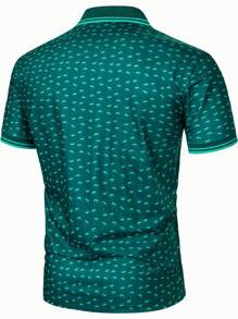 Manfinity Mode Men's Casual Crown All-Over Print Short Sleeve Polo Shirt