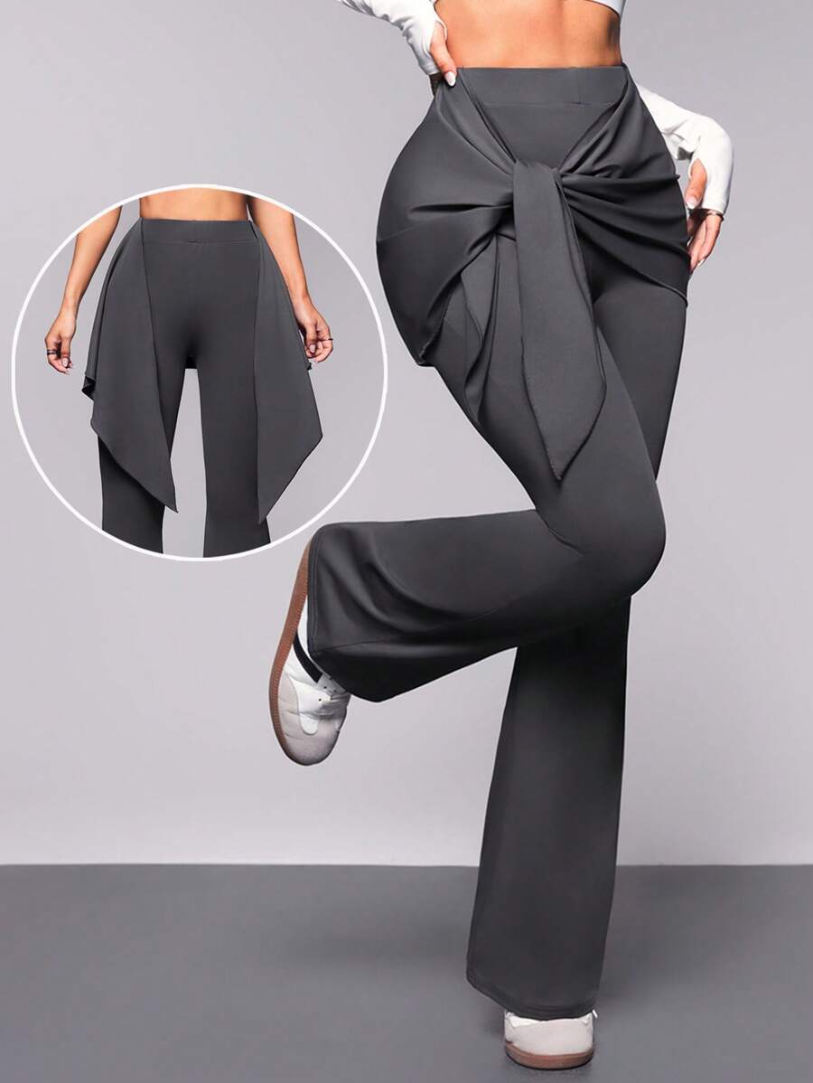 SHEIN Sport Gameset Solid Color Lace-Up Casual Comfortable Sport Pants