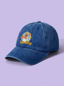 SCOOBY-DOO X SHEIN Fashion Casual Washed Cartoon Dog Printed Baseball Cap - Royal Blue - View 3