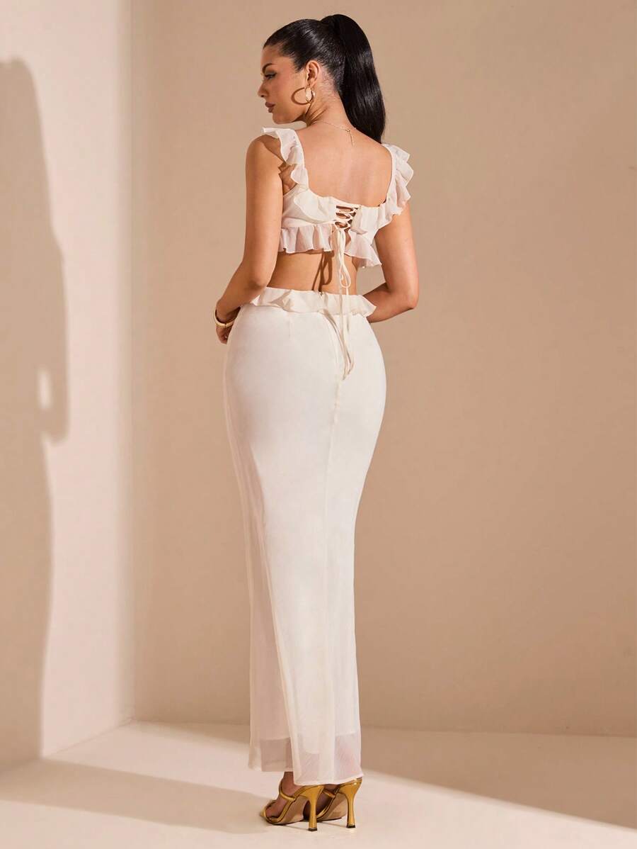 SHEIN BAE Váy suông hở vai xếp nếp màu mơ mùa hè cho kỳ nghỉ bãi biển, thích hợp cho hẹn hò hàng ngày, đi chơi đêm, hộp đêm, tiệc tùng, tụ tập, tiệc cocktail, tiệc hồ bơi, quần áo mùa tựu trường, váy mùa đi học, váy ngày lễ, quần áo lễ hội âm nhạc, quần áo lễ hội âm nhạc đồng quê, quần áo hòa nhạc - Màu be - Xem 1