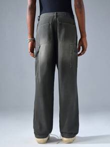 NEON BLANC Men's Street Fashion Crinkle Denim Jeans, Grey - Grey - View 2
