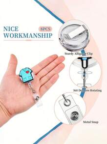 8pcs Cute Cartoon Nursing Badge Reel With Retractable Cord, Ideal For Doctor Nurse Hospital Staff Gift - Multicolor - View 3