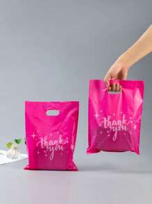 50pcs Rose Thank You Gift Bags, Plastic Bags For Small Business, Shopping Bags, Ideal For Festival, Birthday, Party Favors, Wedding Gift Packaging, Suitable For Gifts, Parties, Shops, Boutiques, Etc.