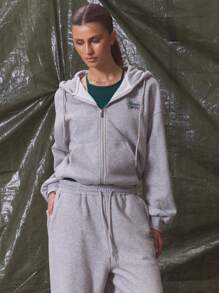 Musera Sport Áo hoodie dáng rộng có khóa kéo, thích hợp cho thể thao, hoạt động thể thao, tập luyện, lễ Phục sinh, thường ngày. - Xám - Xem 2