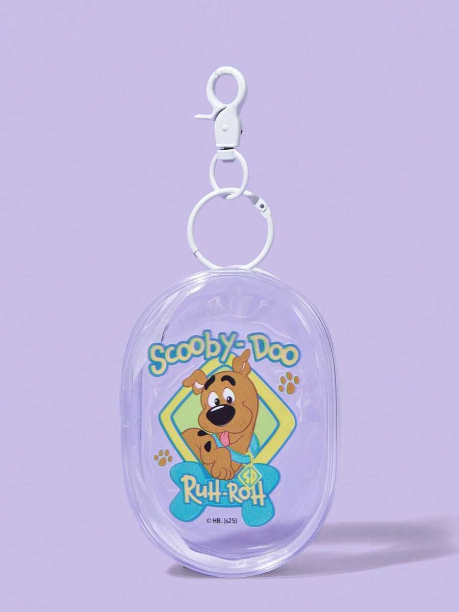 SCOOBY-DOO X SHEIN Portable Mini Transparent Zipper Pouch, Multifunctional Travel Organizer For Cables, Cosmetics, Keys & Accessories, Compact Keychain Storage Bag For Women, Girls, Office, School & Outdoor Essentials - White - View 1