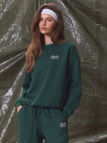 Musera Sport Sudadera oversize de cuello redondo solamente para Musera Deporte Actividad Entrenamiento