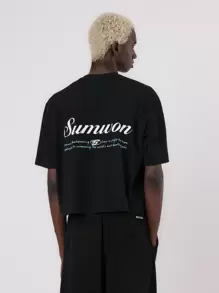 SUMWON Sumwon Lifestyle Statement Oversized Streetwear T-Shirt Premium Boxy Cut Summer Fashion Slogan Print Urban Casual Graphic Tee Unisex Light Airy Comfort Fit