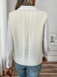 Chiquease Casual effen kleur jacquard gebreid truivest, lente en herfst