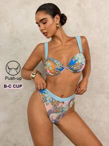 SHEIN Swim Paisley Print Bikini Set For Beach Vacation For Summer - Multicolor - View 1