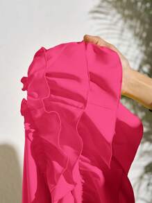 Slaydiva Damen ärmelloses Mini-Kleid mit Rüschen-Saum