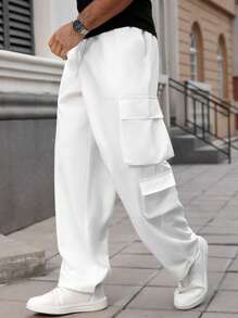 Manfinity CasualCool Pantaloni cargo casual da uomo taglie forti, con coulisse in vita, colore tinta unita, autunno