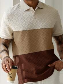 Manfinity Homme Áo thun Polo vải họa tiết tông màu đất dành cho nam - Nhiều màu - Xem 2
