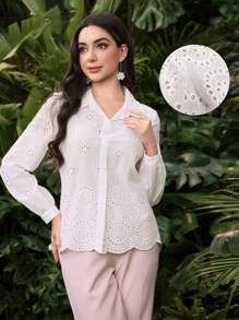 Modelyn Women's Casual Solid Color Blouse, Minimalist & Fashionable For Daily Wear