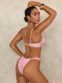 Pink Pearl Decorated Push-Up Bra - Swimwear