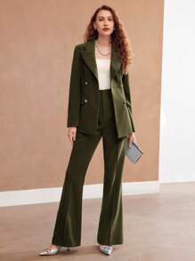 MOTF PREMIUM STRUCTURED DOUBLE BREASTED BLAZER - Army Green - View 6