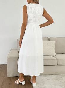 SHEIN Elegante vestido de maternidad sin mangas de color liso - Blanco - Ver 2