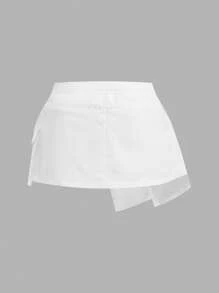 SHEIN ICON Asymmetric Patchwork 3D Pocket Low-Rise Mini Skirt