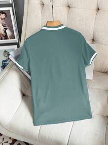 SHEIN Camisa polo de manga corta con cuello casual para niños preadolescentes