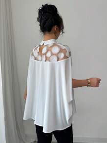 Elenzga Blouse femme mode décontracté à encolure montante, maille et motif splice, avec fente aux manches. Convient pour le printemps, l'été et l'automne