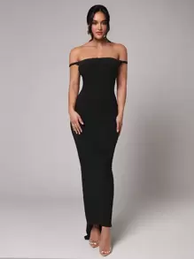 Silquee 优质女士优雅露肩纯色紧身露背连衣裙女士晚礼服女士连衣裙女士连衣裙女士优雅连衣裙女士连衣裙，毕业