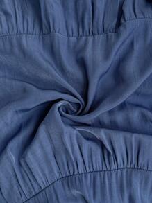 EMERY ROSE Summer Outfits For Women Elegant Solid Color Collared Short Sleeve Tiered Ruffle Dress For Women - Royal Blue - View 7