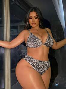 Swim SXY Bộ bikini họa tiết da báo cỡ lớn, thường ngày và thời trang để mặc hàng ngày, cho kỳ nghỉ hè ở bãi biển - Nhiều màu - Xem 3