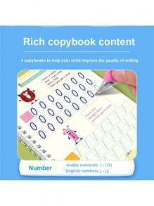 SHEIN Libri per esercizi di scrittura, quaderni di pratica di calligrafia inglese, magia, numeri, lettere, alfabeto, come regalo, cancelleria, imparare l'inglese, scrittura inglese, libro di numeri, pratica di calligrafia, imparare i numeri, libro dei numeri, libri da colorare con i numeri