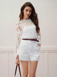 MOTF PREMIUM GUIPURE LACE FLARE SLEEVE BLOUSE