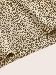 Flirla Plus Size Women Leopard Print Side Drawstring Waist Fashionable Skirt - Apricot - View 4