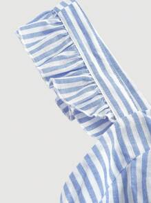 SHEIN MOD Plus Size Vintage Striped Cap Sleeve Loose Blouse, Suitable For Picnic, Casual, Vacation, Summer Work Blouses For Women Women Clothing Summer Tops Tops For Women Summer Women Shirts And Tops Tops For Summer