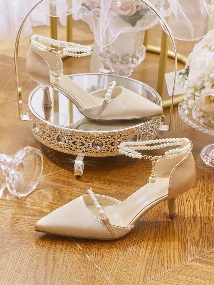 CUCCOO HITCHD Women's Pointed Toe Vintage Embroidered Fashion Slingback Heel Pumps For Christmas Elegant Shoes Wedding Shoes Summer Shoes Bride Shoes