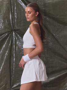 Musera Sport Cross Back Sports Bra Sport Active Workout, Padel, Tennis, Racquetball, Pickleball Gym Fitness - White - View 2