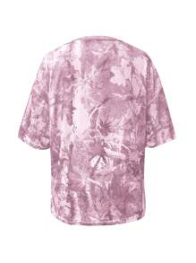 INAWLY Plus Size Casual Camouflage Print Short Sleeve T-Shirt, Summer - Pink - View 2