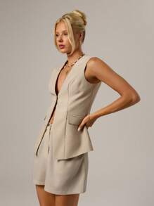 Forever 21 Women's Deep V-Neck Sleeveless Camisole For Work And Commuting, Summer New Arrival - Apricot - View 4