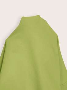 SHEIN BASICS Women Square Neck Solid Color Casual Versatile Knit T-Shirt - Green - View 3