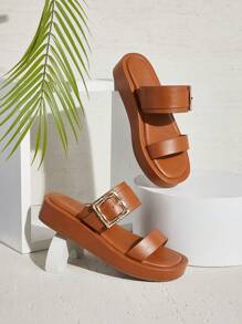 SHUZIA Giày sandal đế xuồng cho nữ có đế đúc thoải mái và dây đeo khóa có thể điều chỉnh sang trọng - Màu Tím - Xem 2