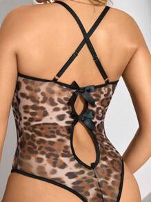 Women's Leopard Print Bow-Decor Sexy Jumpsuit - Multicolor - View 5