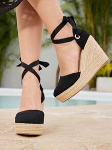 Styleloop Women's Platform Wedge Heel Casual Shoes, Minimalist & Practical - Black - View 6