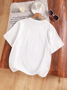 Camiseta de manga corta blanca con estampado floral 3D colorido para niñas adolescentes, ideal para vacaciones, verano y viajes