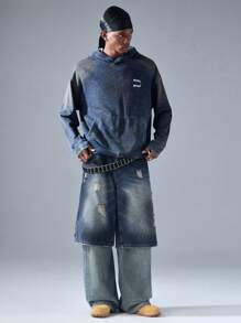 NEON BLANC Pantalones cortos de mezclilla azul tejidos de uso urbano para hombres