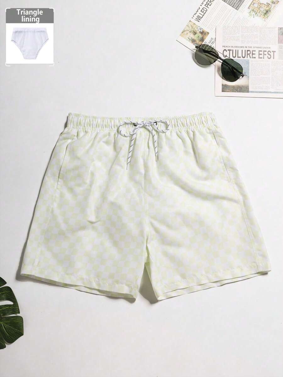 Manfinity KASUA Men's Casual Minimalist Beach Shorts, Versatile For Everyday Wear - Multicolor - View 1