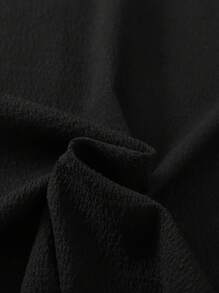 SHEIN Tween Girls Loose Casual Drop Shoulder Short Sleeve Textured Fabric Long Dress - Black - View 6